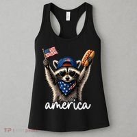Patriotic Raccoon America Flag Hot Dog Celebration Women's Tank Top thumb 3