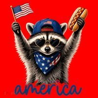 Patriotic Raccoon America Flag Hot Dog Celebration Santa Hat thumb 1