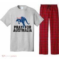 Pray for Australia Kangaroo Australian Flag Pajama Set thumb 0