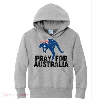 Pray for Australia Kangaroo Australian Flag Kids Hoodie