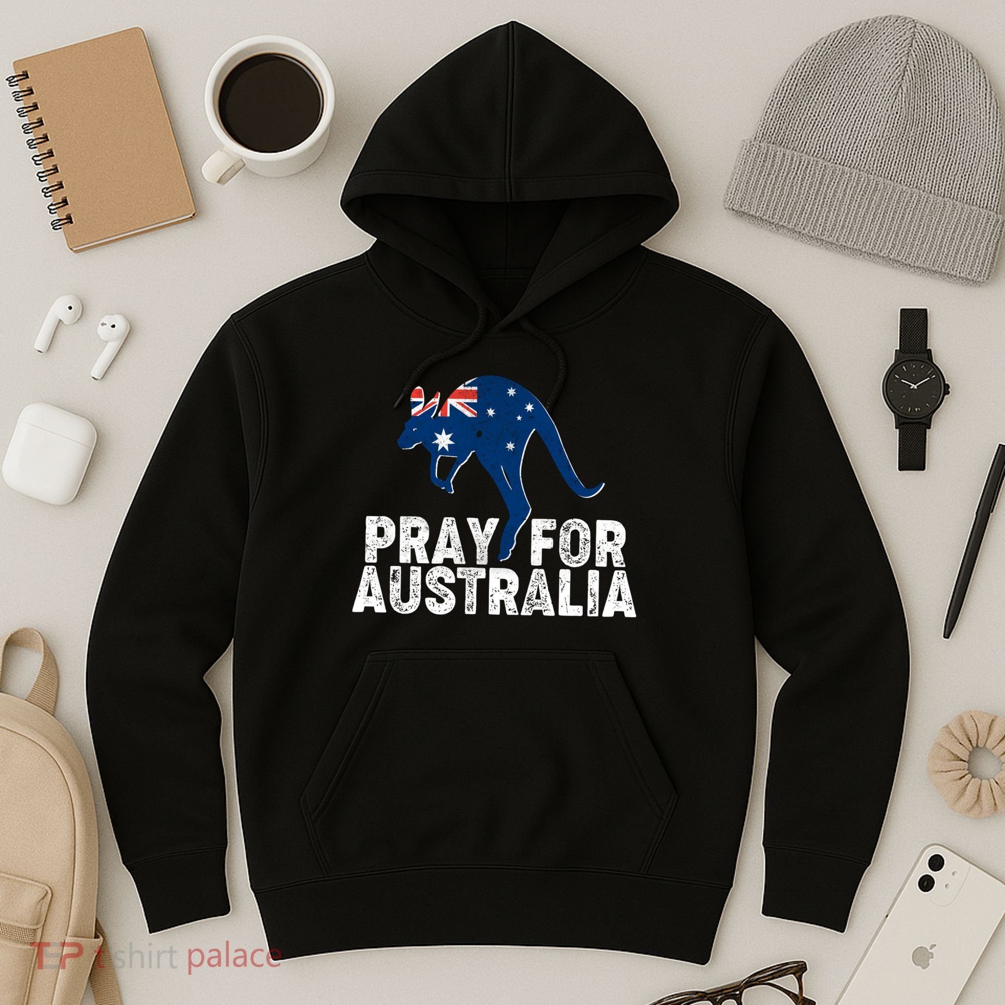 Pray for Australia Kangaroo Australian Flag Hoodie