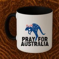 Pray for Australia Kangaroo Australian Flag Coffee Mug thumb 2