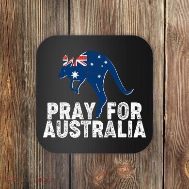 Pray for Australia Kangaroo Australian Flag Coaster