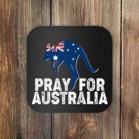 Pray for Australia Kangaroo Australian Flag Coaster thumb 0