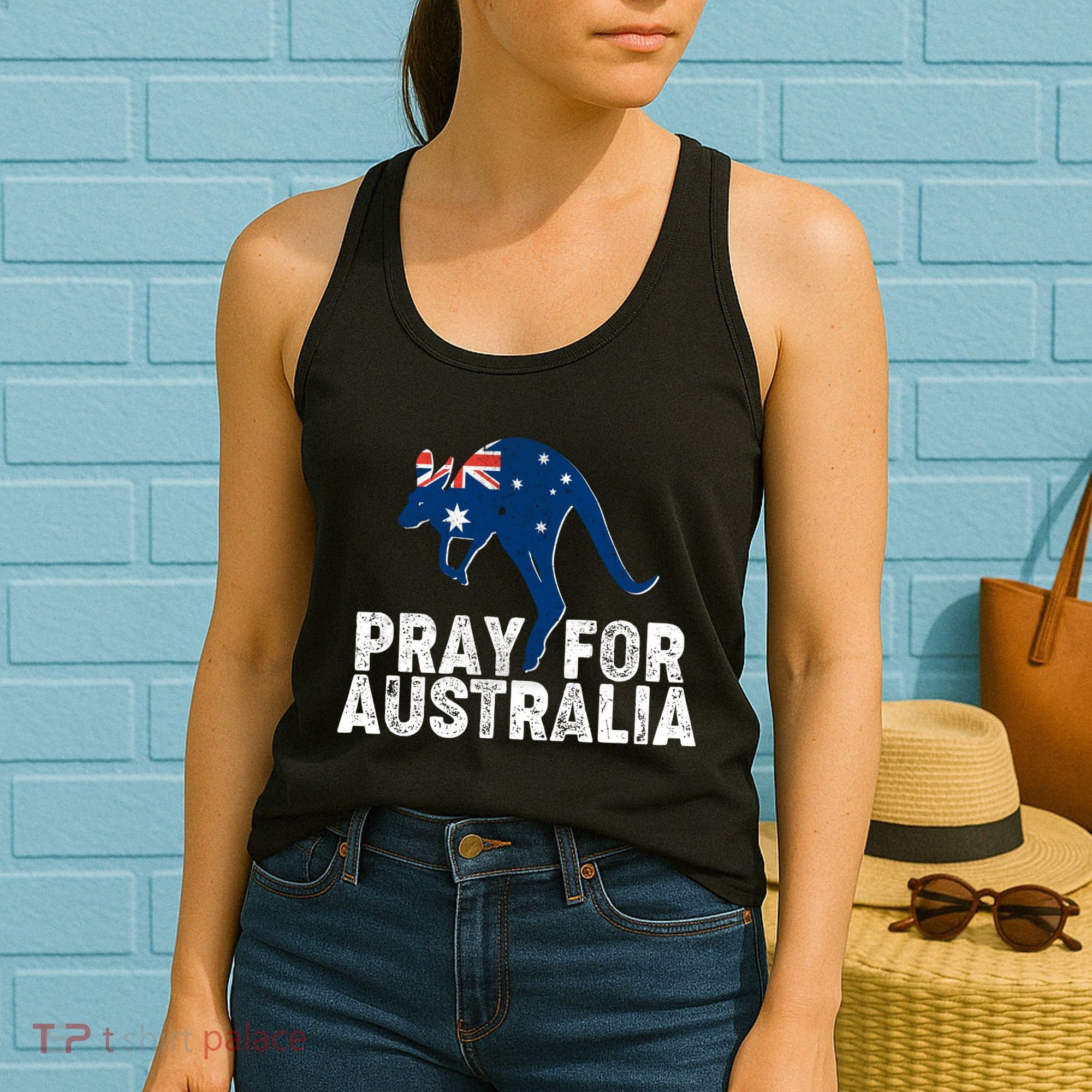 Pray for Australia Kangaroo Australian Flag Women's Tank Top