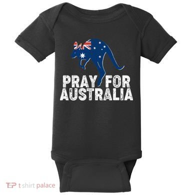 Pray for Australia Kangaroo Australian Flag Baby Bodysuit