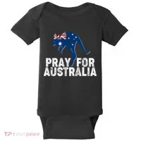 Pray for Australia Kangaroo Australian Flag Baby Bodysuit thumb 0