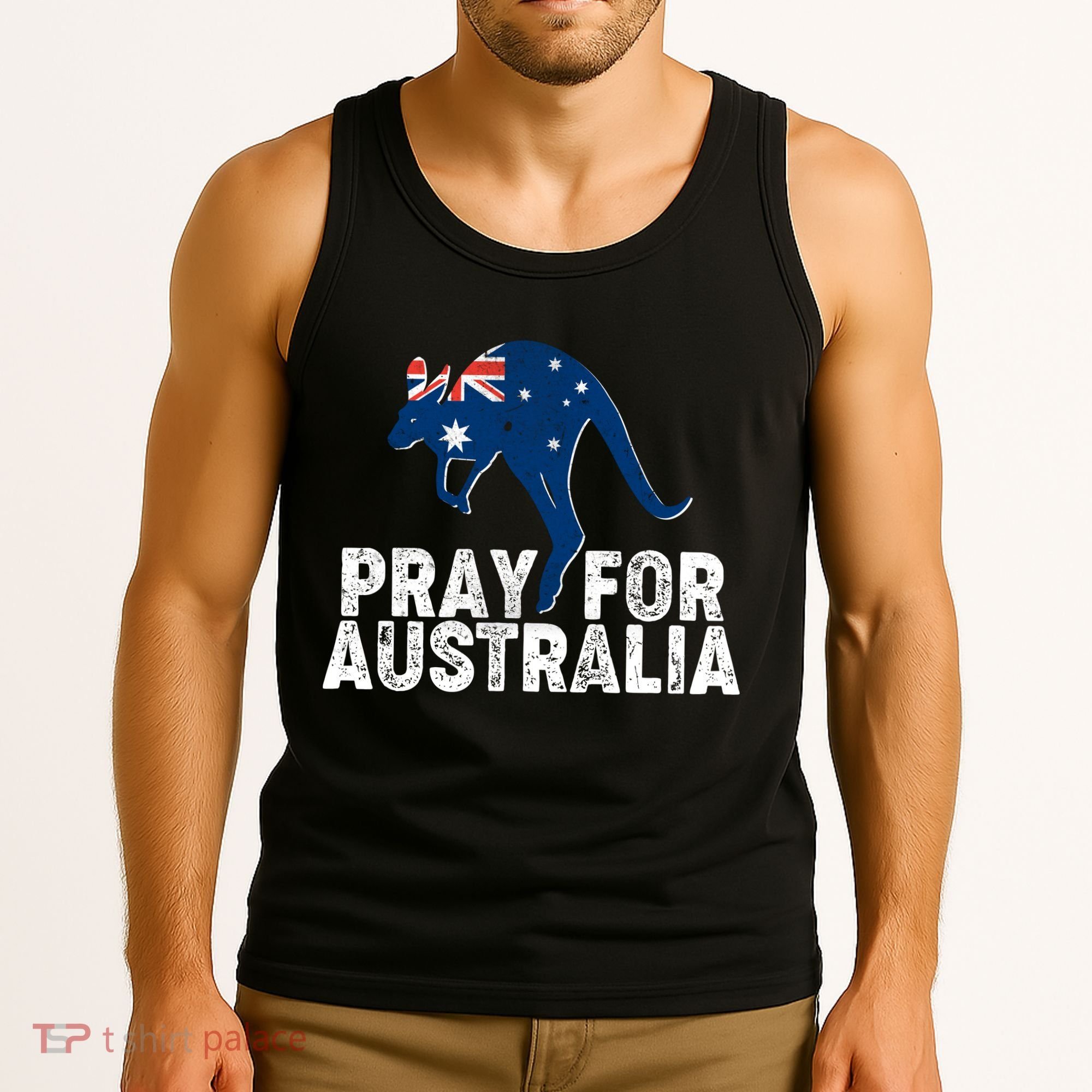 Pray for Australia Kangaroo Australian Flag Tank Top