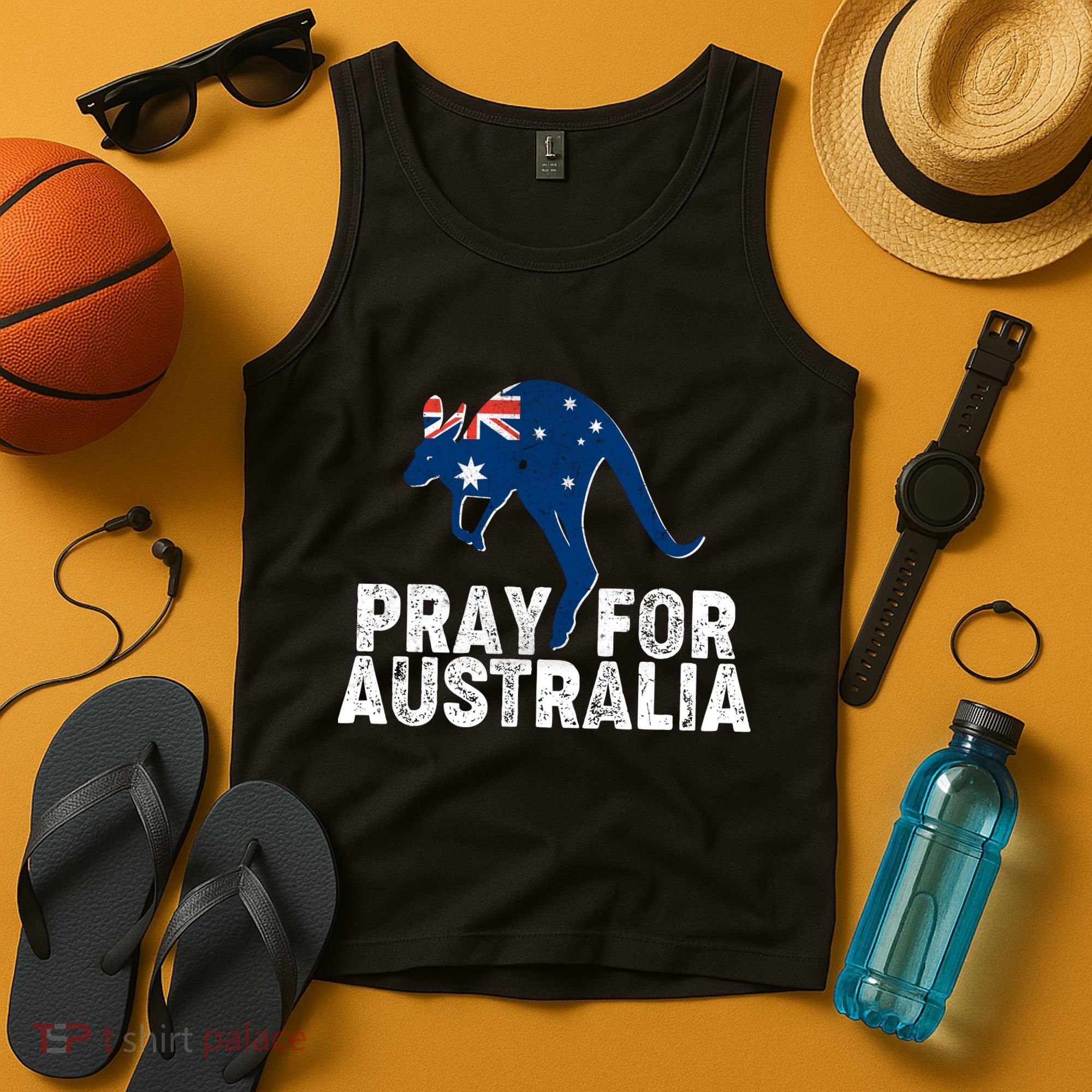 Pray for Australia Kangaroo Australian Flag Tank Top