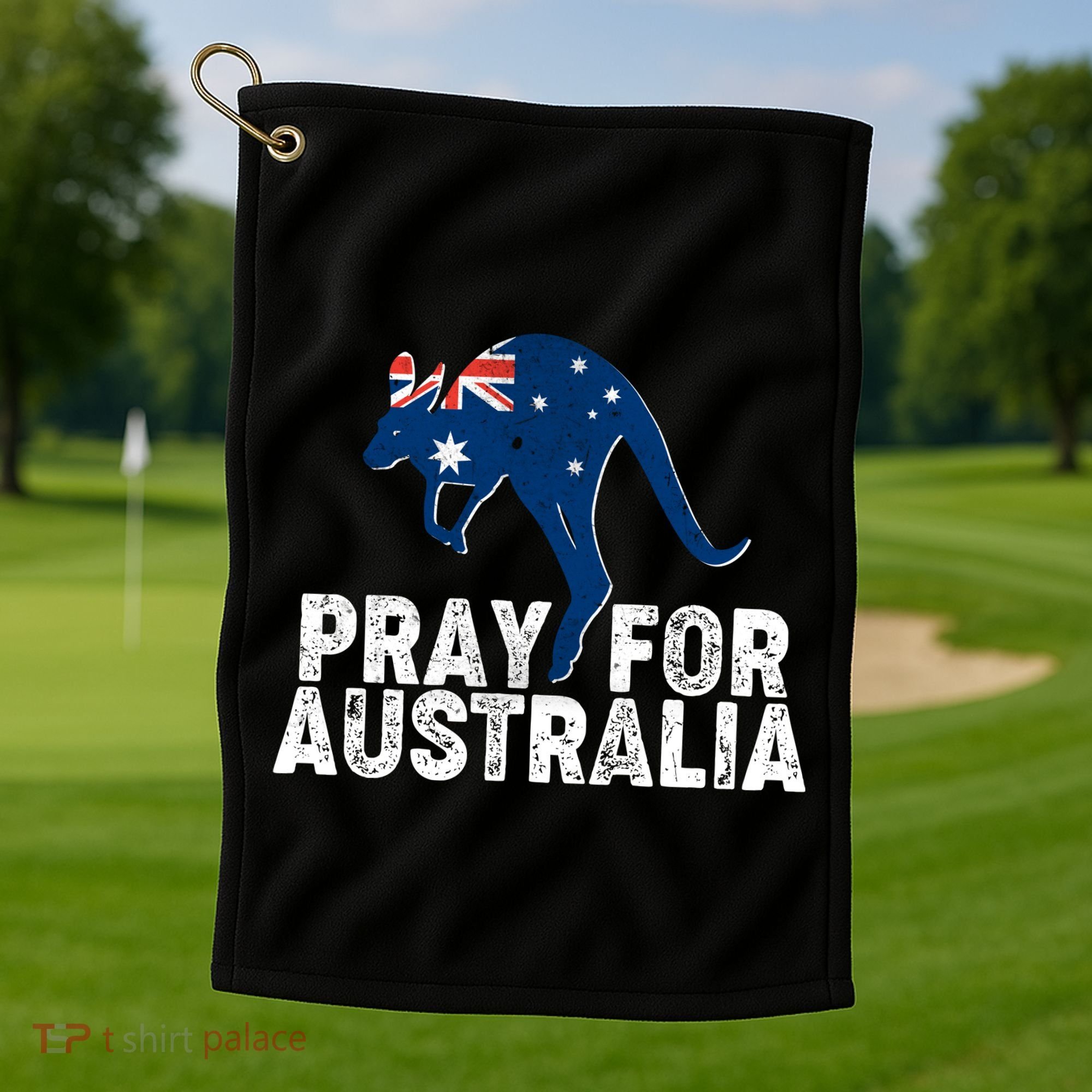 Pray for Australia Kangaroo Australian Flag Golf Towel