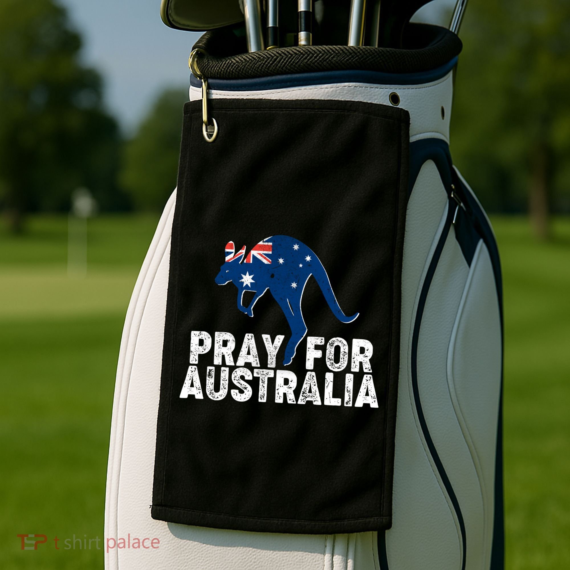 Pray for Australia Kangaroo Australian Flag Golf Towel