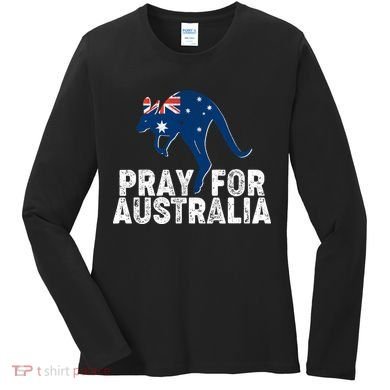 Pray for Australia Kangaroo Australian Flag Women's Long Sleeve Shirt
