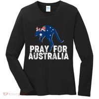 Pray for Australia Kangaroo Australian Flag Women's Long Sleeve Shirt thumb 0