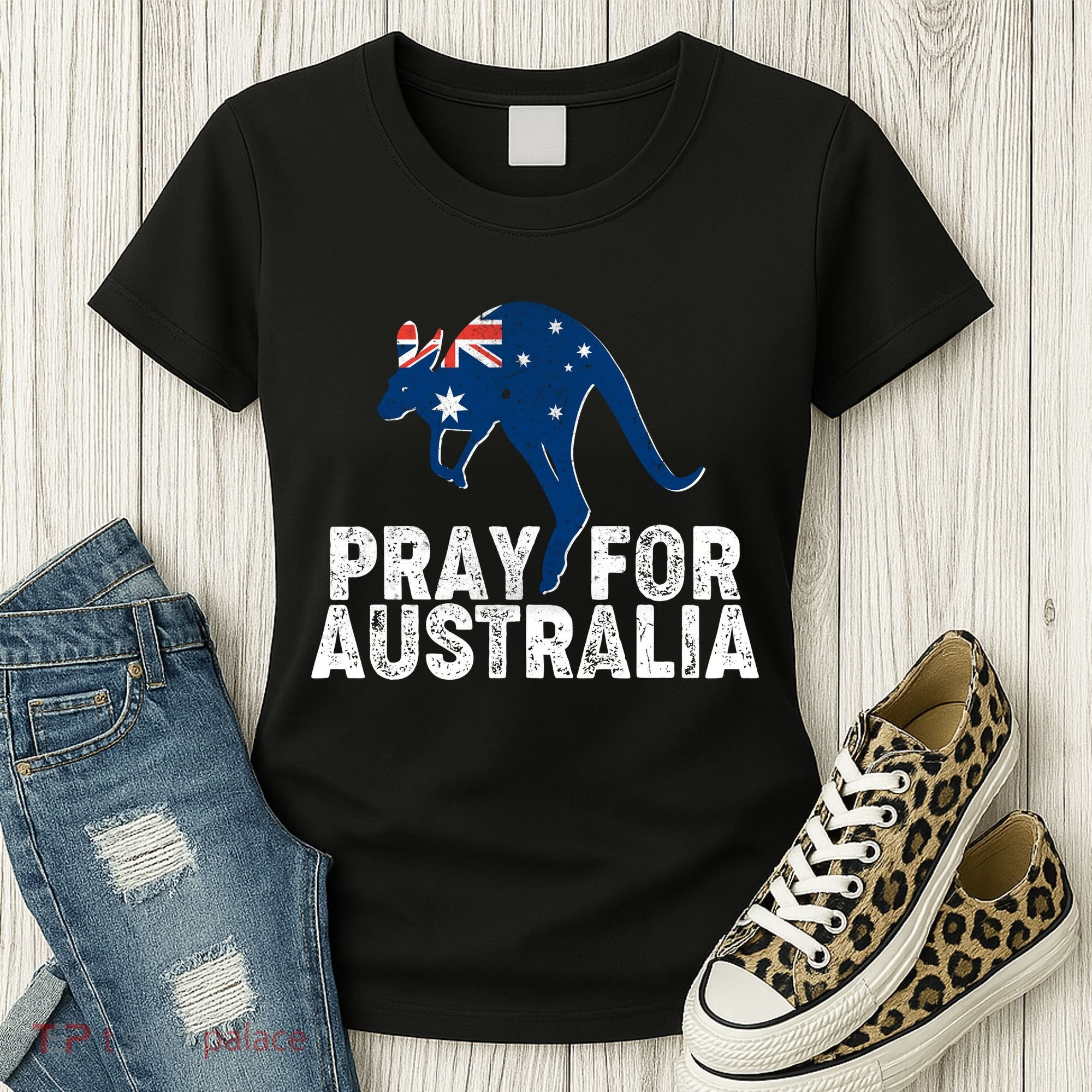 Pray for Australia Kangaroo Australian Flag Women's T-Shirt