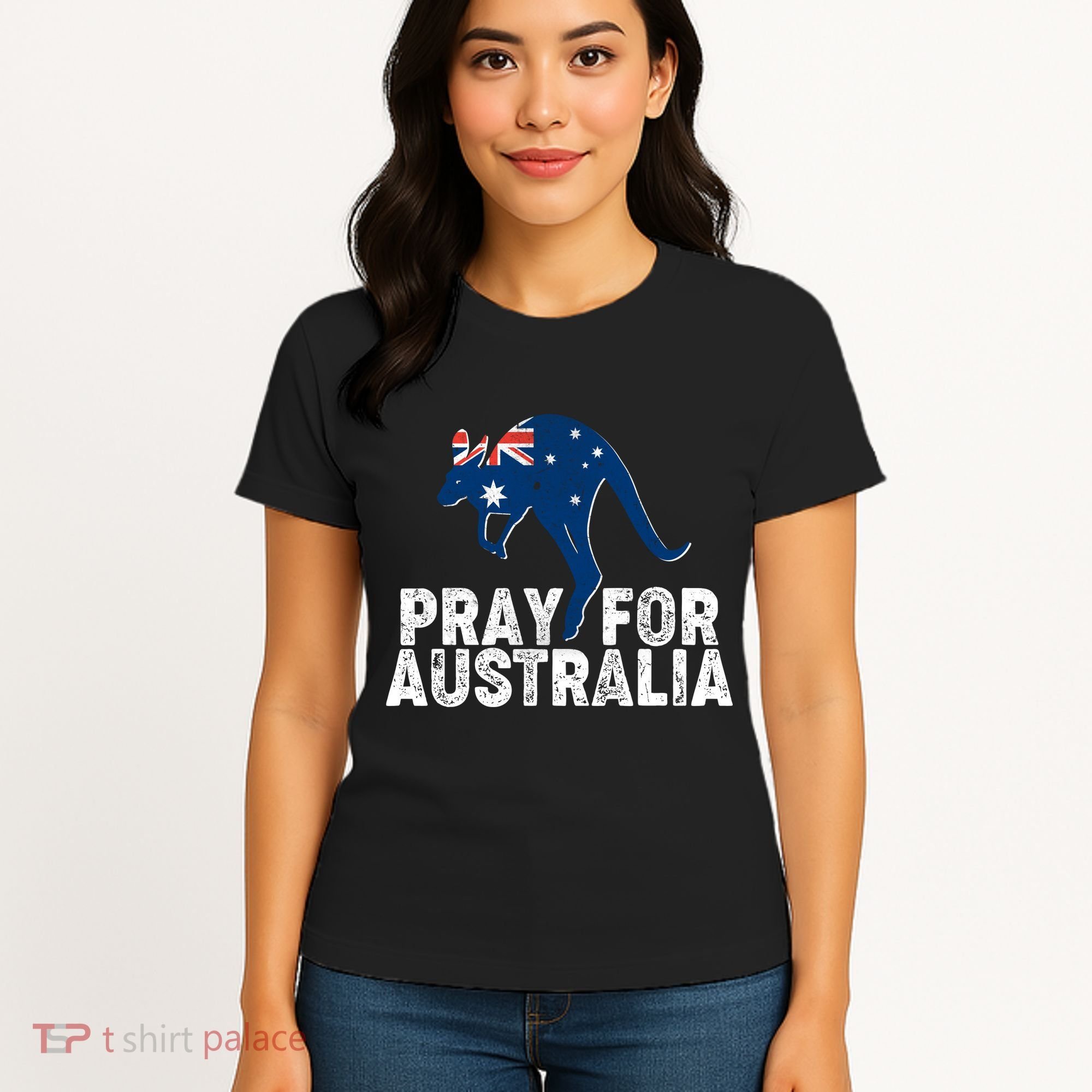 Pray for Australia Kangaroo Australian Flag Women's T-Shirt