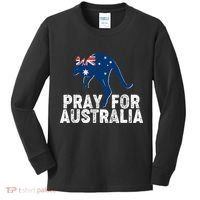 Pray for Australia Kangaroo Australian Flag Kids Long Sleeve Shirt thumb 0