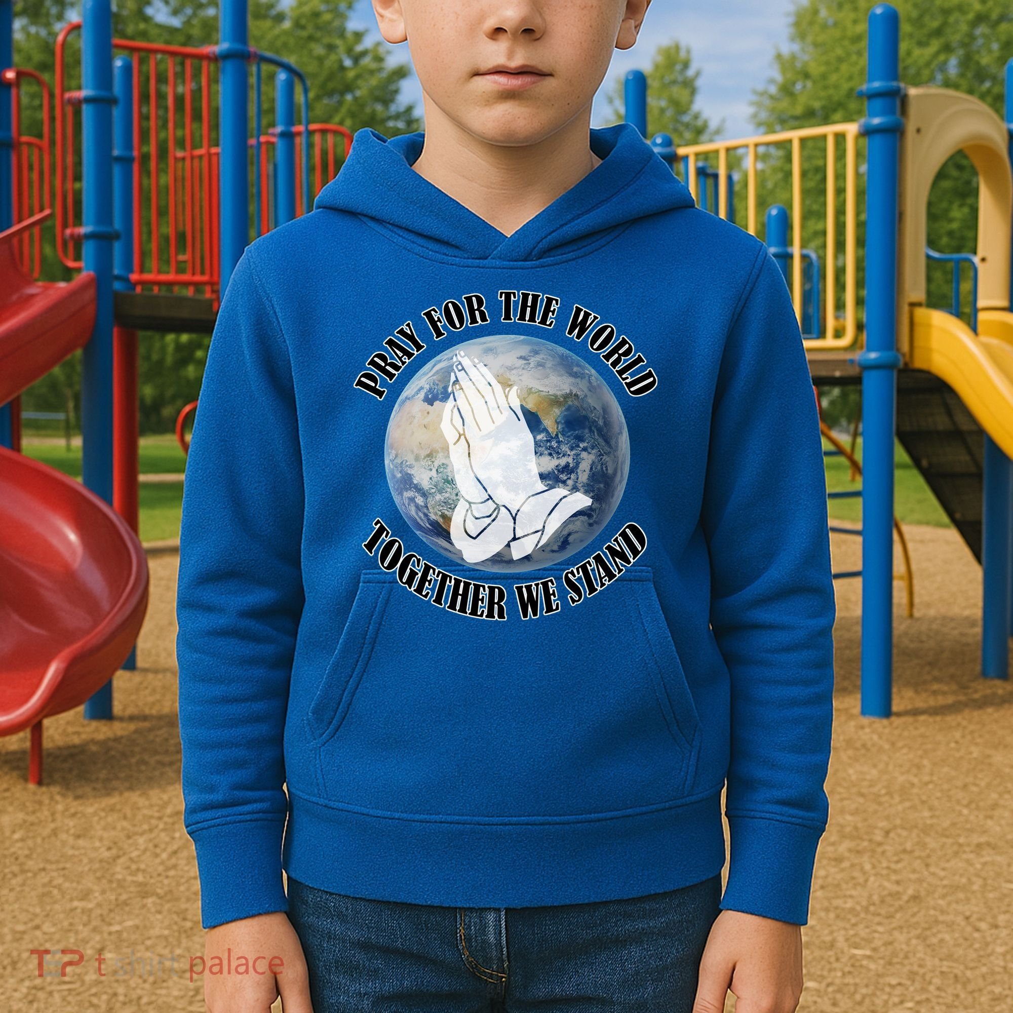 Pray For The World Together We Stand Kids Hoodie