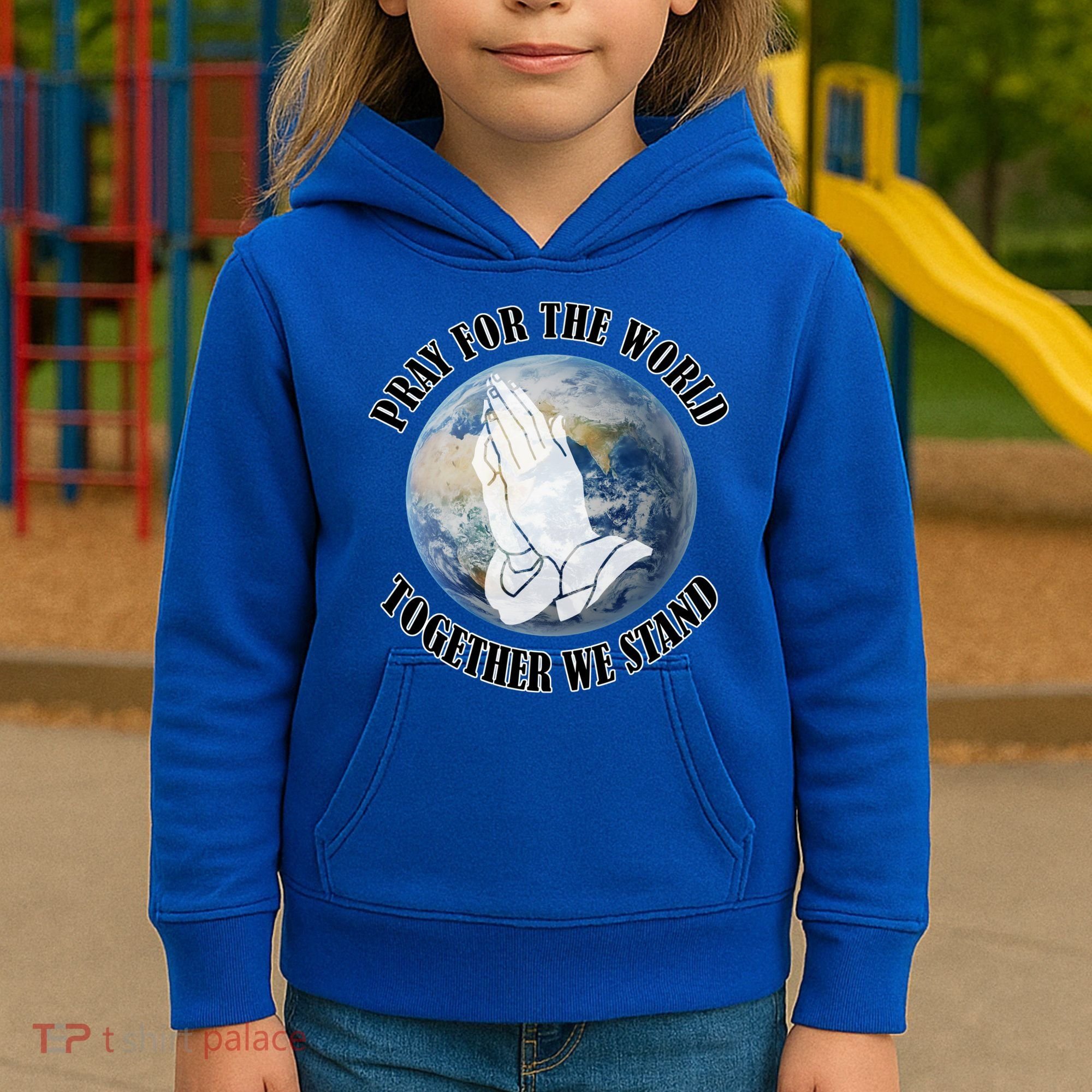 Pray For The World Together We Stand Kids Hoodie