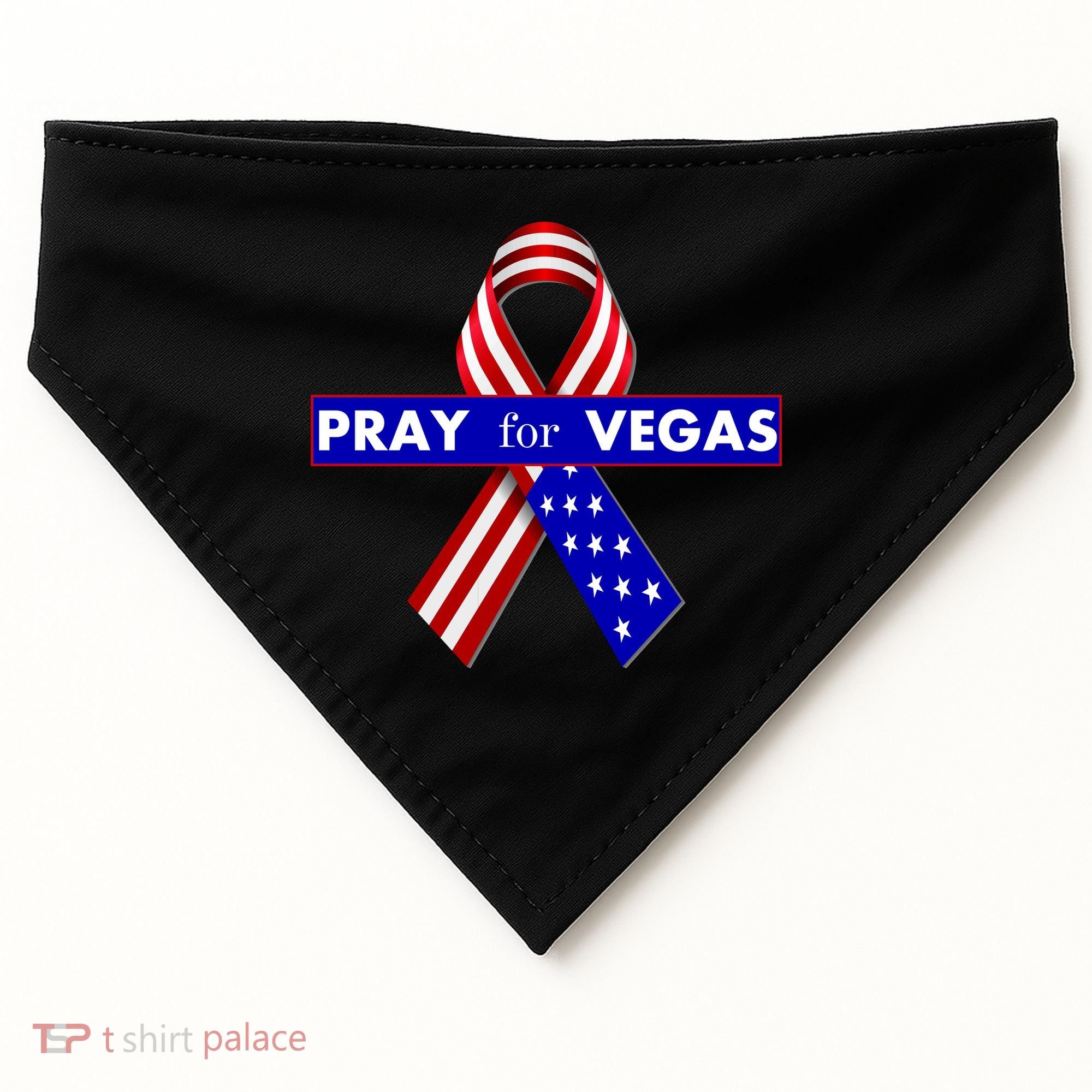 Pray For Vegas USA Flag Ribbon USA-Made Doggie Bandana