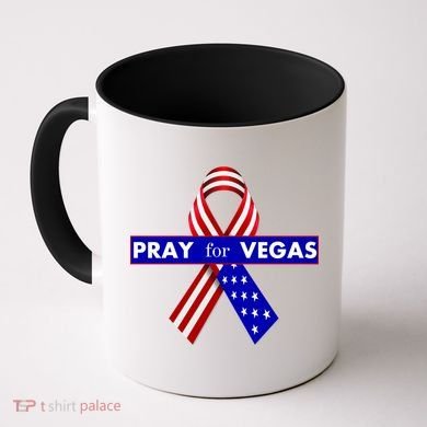 Pray For Vegas USA Flag Ribbon Coffee Mug
