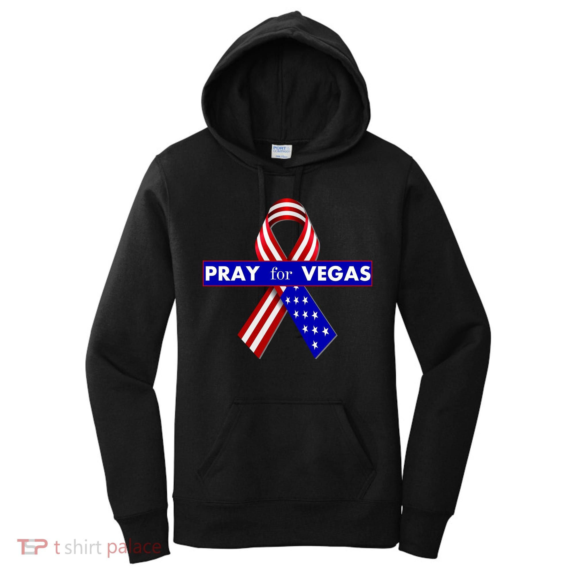 Pray For Vegas USA Flag Ribbon Women's Hoodie