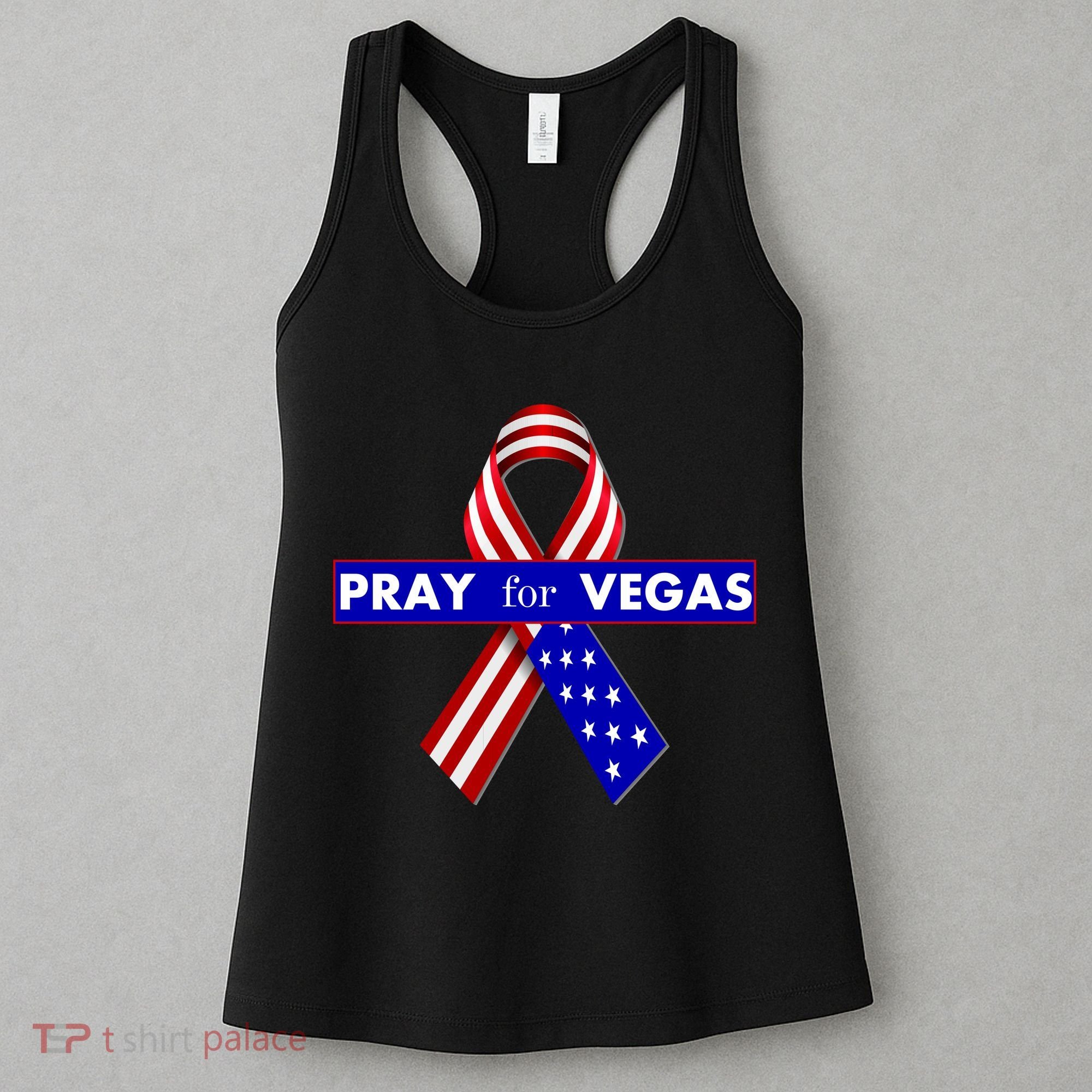 Pray For Vegas USA Flag Ribbon Women's Tank Top