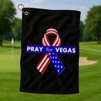 Pray For Vegas USA Flag Ribbon Golf Towel thumb 1