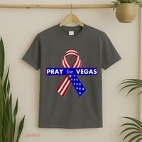 Pray For Vegas USA Flag Ribbon T-Shirt thumb 2