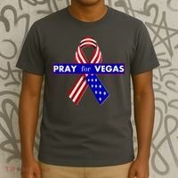 Pray For Vegas USA Flag Ribbon T-Shirt thumb 3