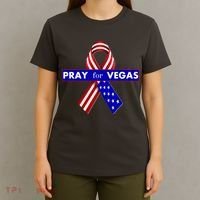 Pray For Vegas USA Flag Ribbon T-Shirt thumb 4