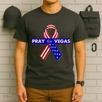 Pray For Vegas USA Flag Ribbon T-Shirt thumb 6