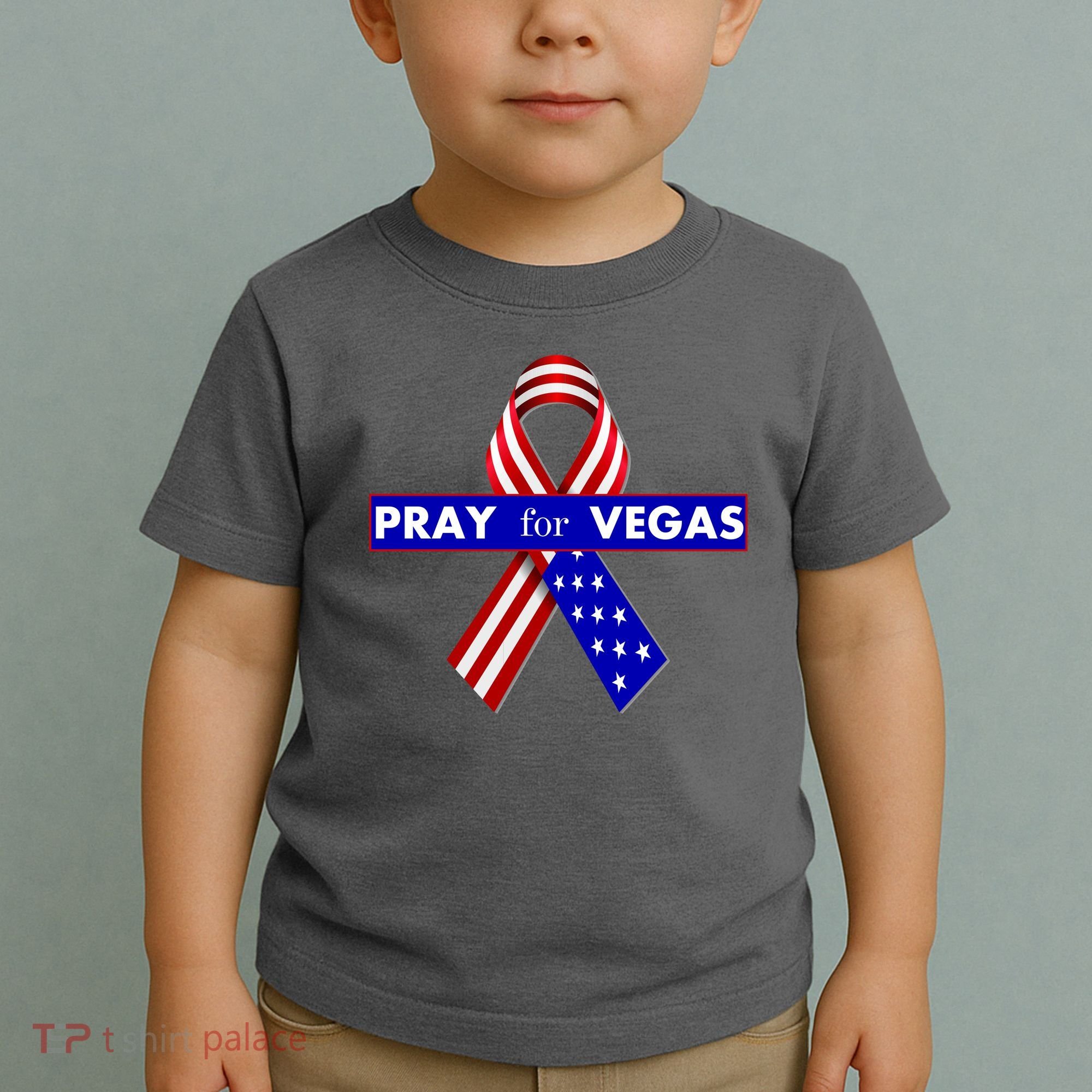 Pray For Vegas USA Flag Ribbon Toddler T-Shirt