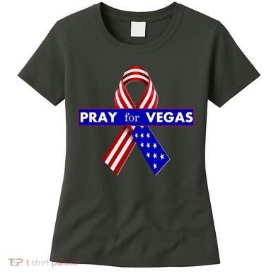 Pray For Vegas USA Flag Ribbon Women's T-Shirt