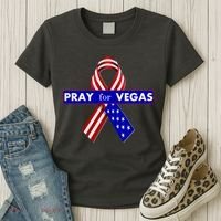 Pray For Vegas USA Flag Ribbon Women's T-Shirt thumb 3