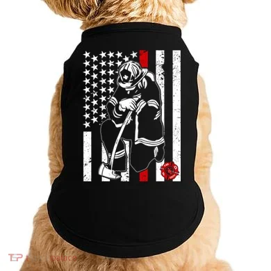 Praying Firefighter Thin Red Line Doggie Tank
