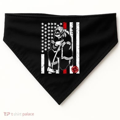 Praying Firefighter Thin Red Line USA-Made Doggie Bandana