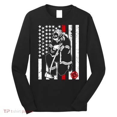 Praying Firefighter Thin Red Line Long Sleeve Shirt