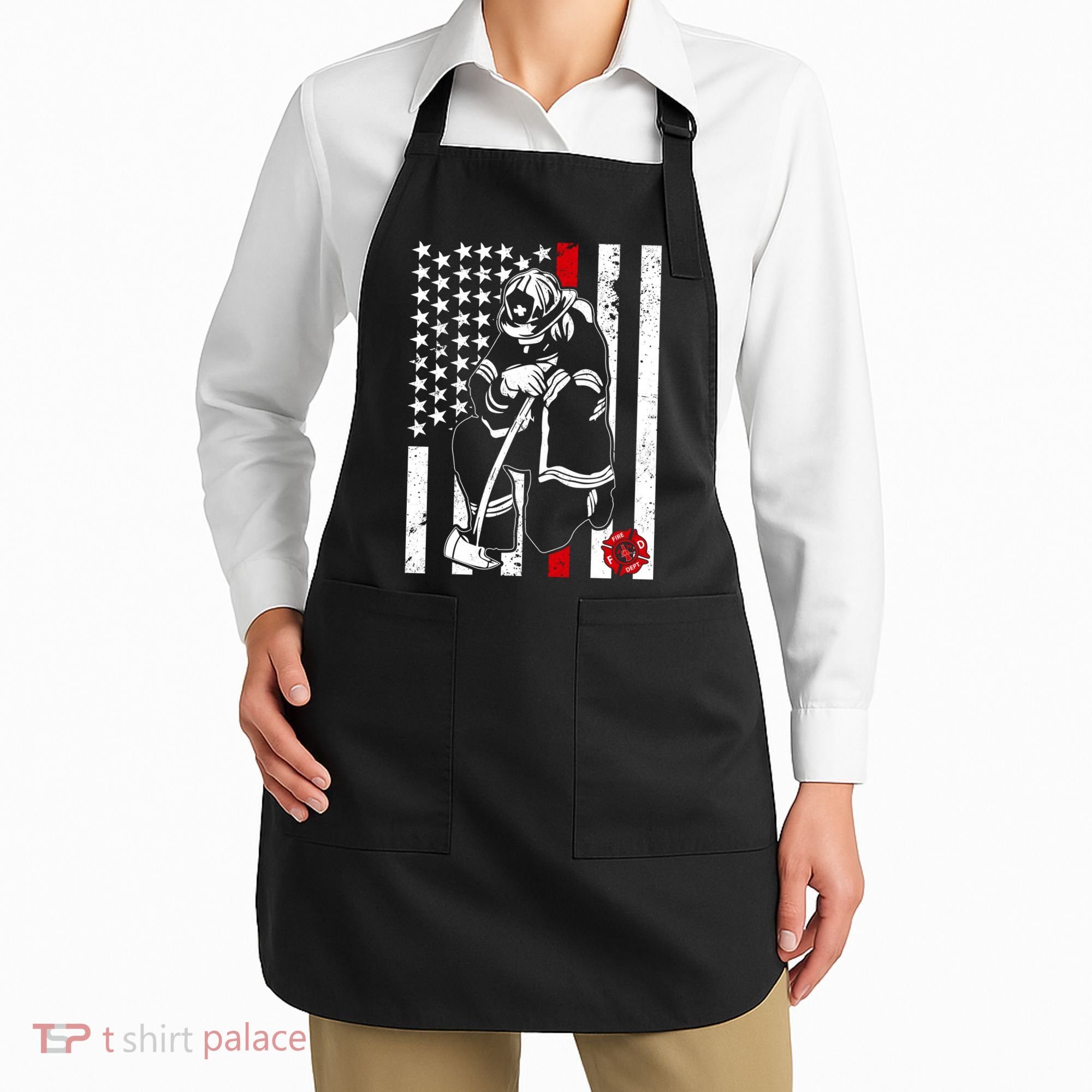 Praying Firefighter Thin Red Line Apron