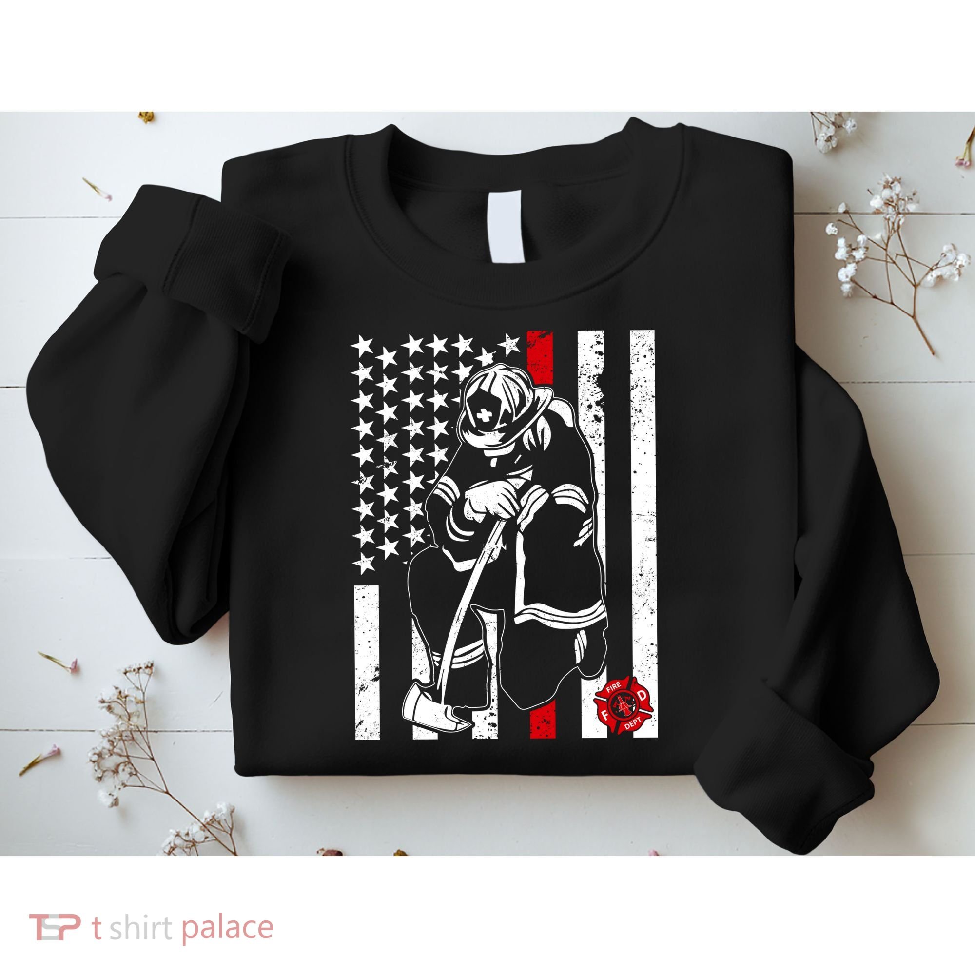 Praying Firefighter Thin Red Line Sweatshirt
