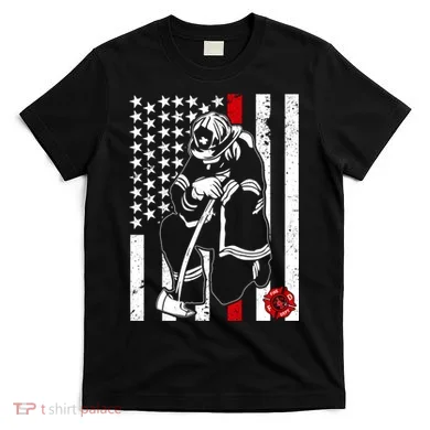 Praying Firefighter Thin Red Line T-Shirt