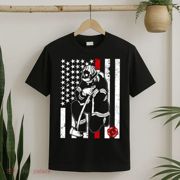 Praying Firefighter Thin Red Line T-Shirt