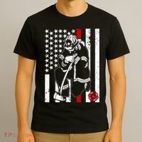 Praying Firefighter Thin Red Line T-Shirt thumb 3