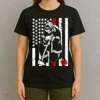 Praying Firefighter Thin Red Line T-Shirt thumb 4