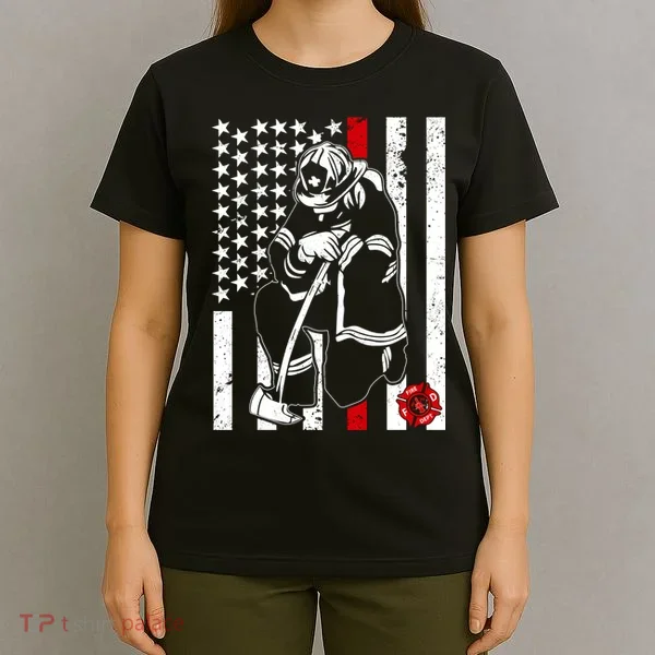 Praying Firefighter Thin Red Line T-Shirt