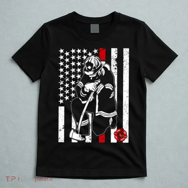 Praying Firefighter Thin Red Line T-Shirt
