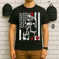 Praying Firefighter Thin Red Line T-Shirt thumb 6