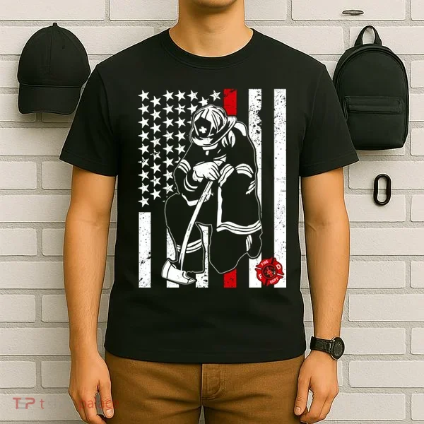 Praying Firefighter Thin Red Line T-Shirt