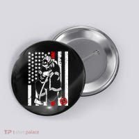 Praying Firefighter Thin Red Line Button thumb 0