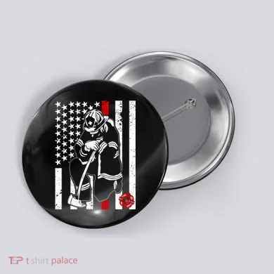 Praying Firefighter Thin Red Line Button