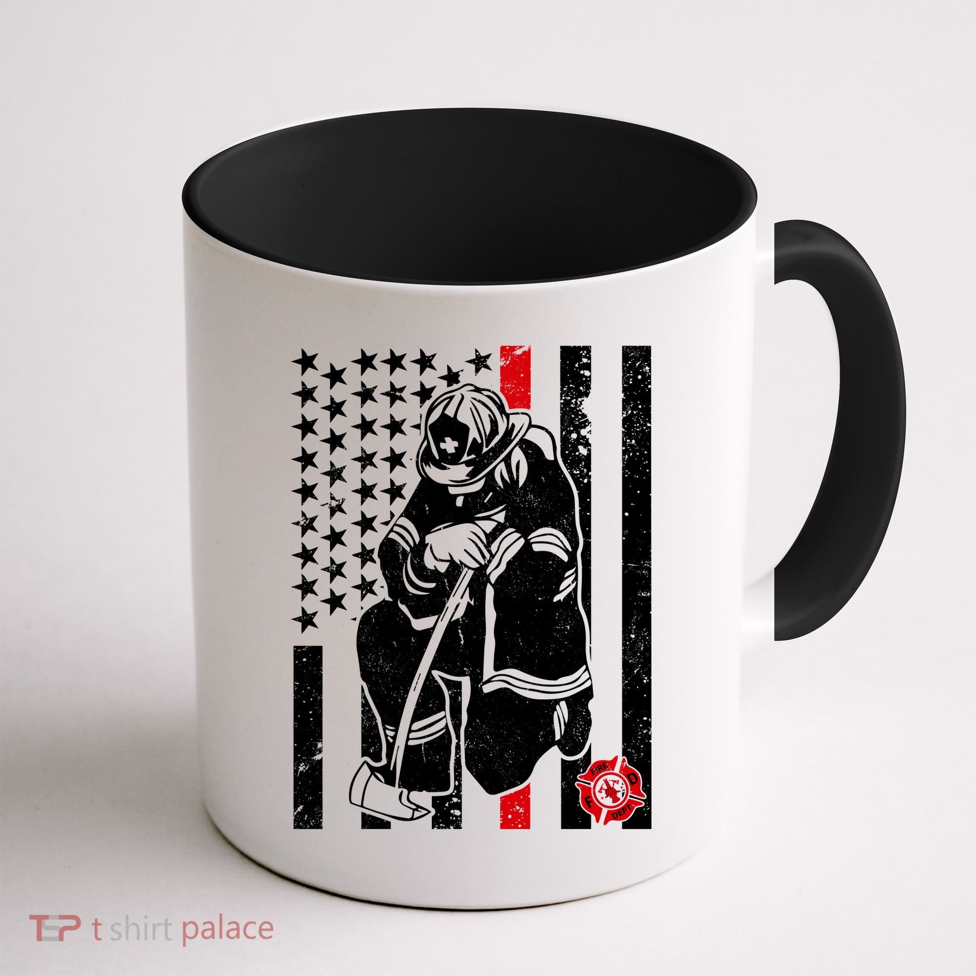 Praying Firefighter Thin Red Line Coffee Mug